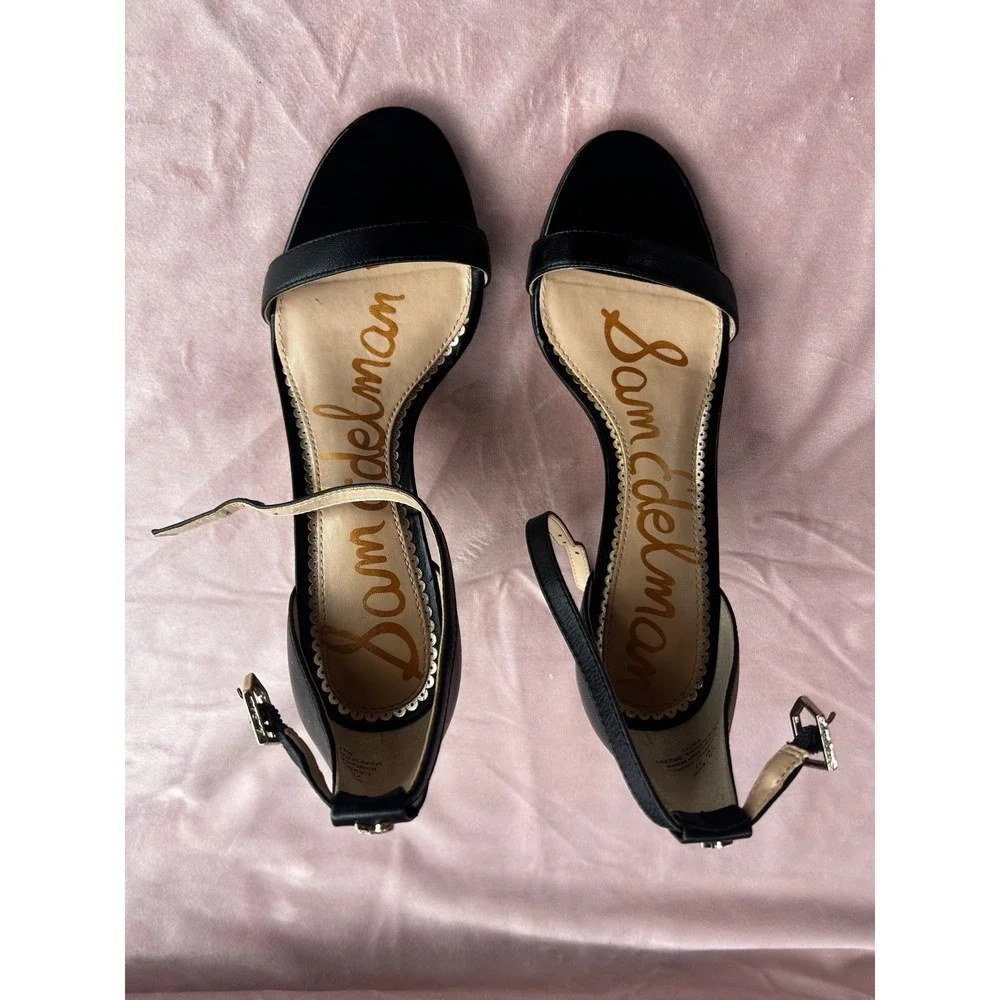 Sam Edelman Patti Sandals Women's Size 7 Black Good Ankle Strap Stiletto